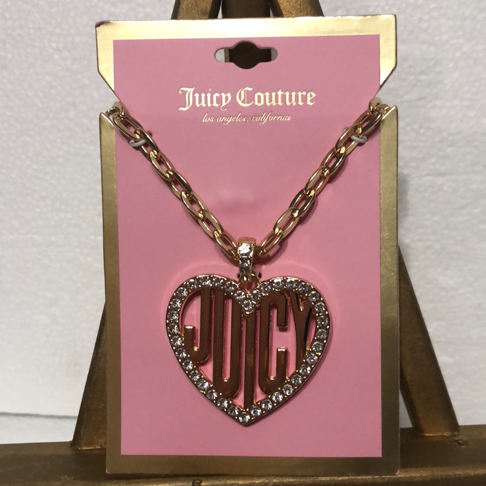 Juicy Couture Gold Heart Necklace with Crystal Accents